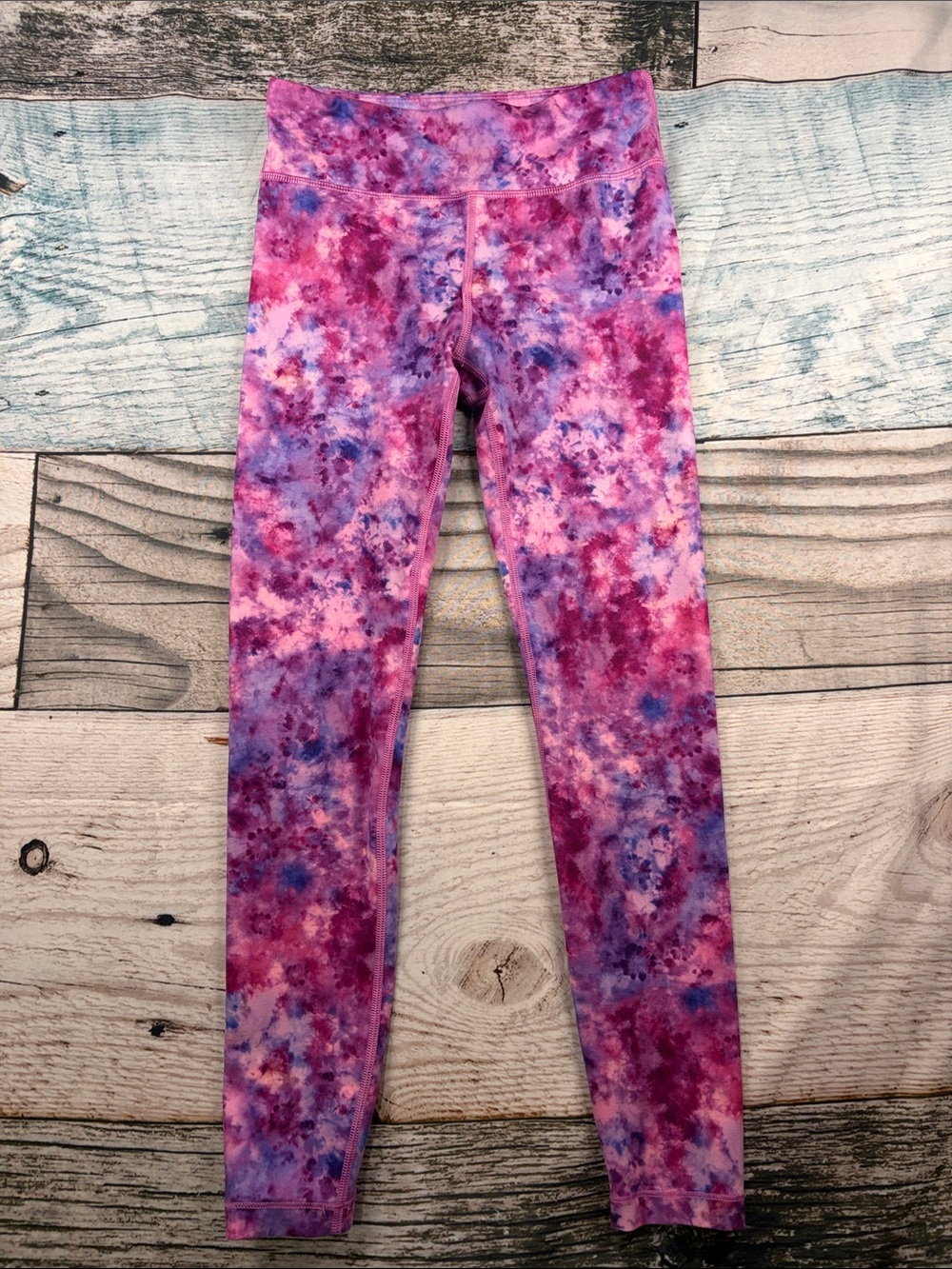 EUC Athleta Girl Pink & Purple Tie-Dye High-Rise Leggings - Large/12